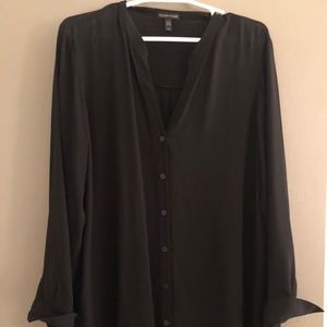 Eileen Fisher Silk Crepe Georgette Long Sleeve Top